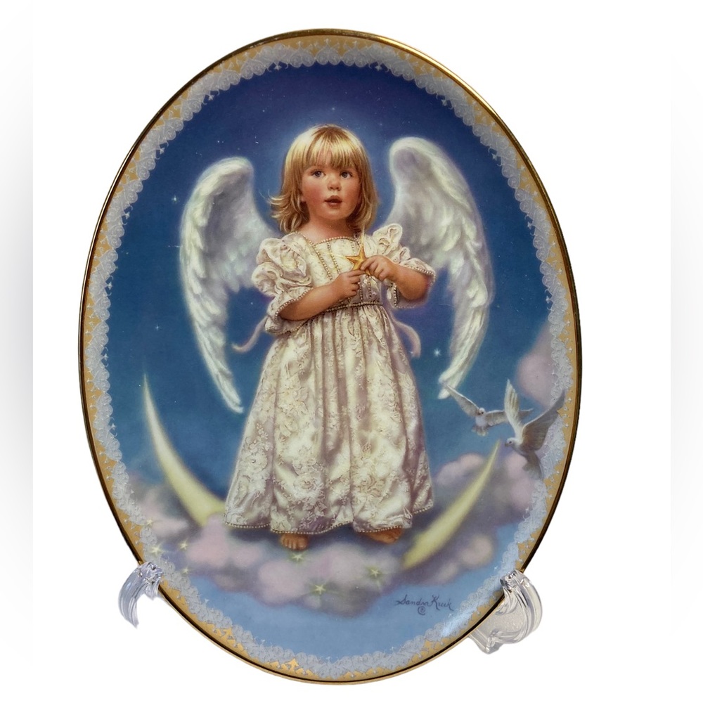Wings‎ Of Wonder Plate 10369A Sandra Kuck On Angels Wings Collection 1999 Oval
